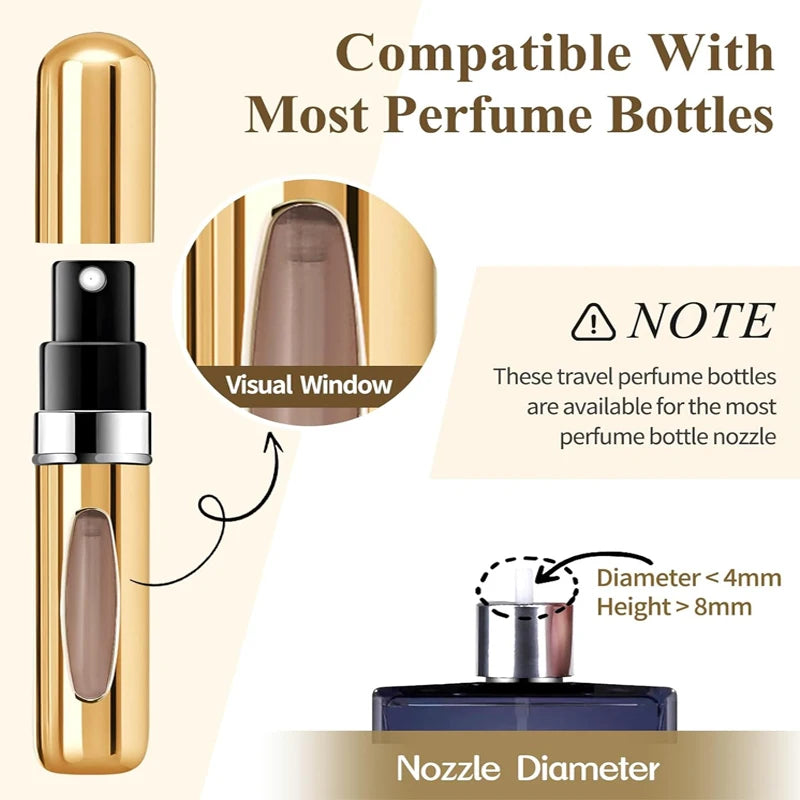 NEW 4Pcs 5ml Perfume Atomizer Portable Liquid Container for Cosmetics Traveling Mini Aluminum Spray Empty Refillable Bottle