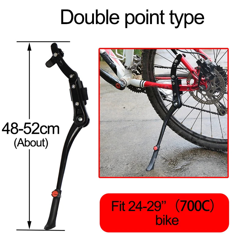 NEW MTB Road Bicycle Kick Stand Aluminum Kickstand 24/26/27.5/29/700C Adjustable Mountain Bike Support Side Rear Parking Rack Bicycle Parts Spares Accessories Sports Supplies