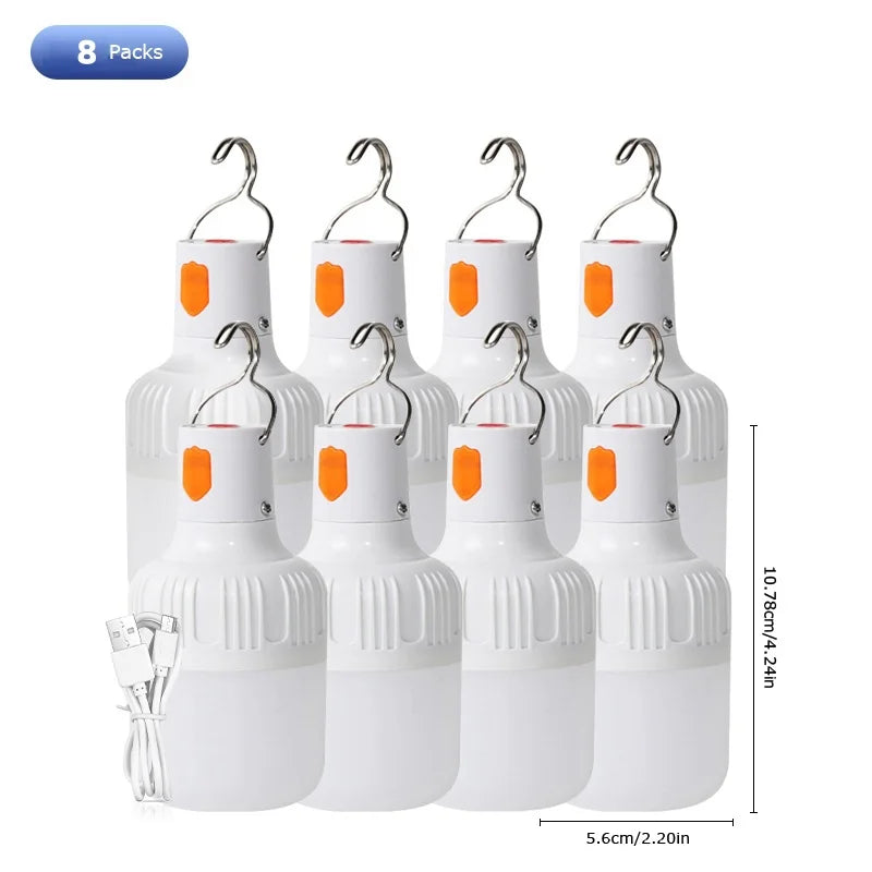 NEW Arrivals 2-8PCS Set Rechargeable LED Indoor Outdoor Emergency Hookup Portable Lights with Battery Flashing Lights Barbecue Tent Camping Lights
