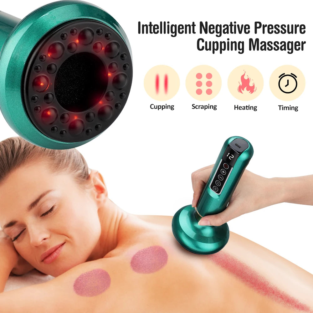 Electric Cupping Massager Vacuum Suction Cup Anti Cellulite Beauty Accessories Health Scraping Infrared Heat Body Slimming Massage Supplies