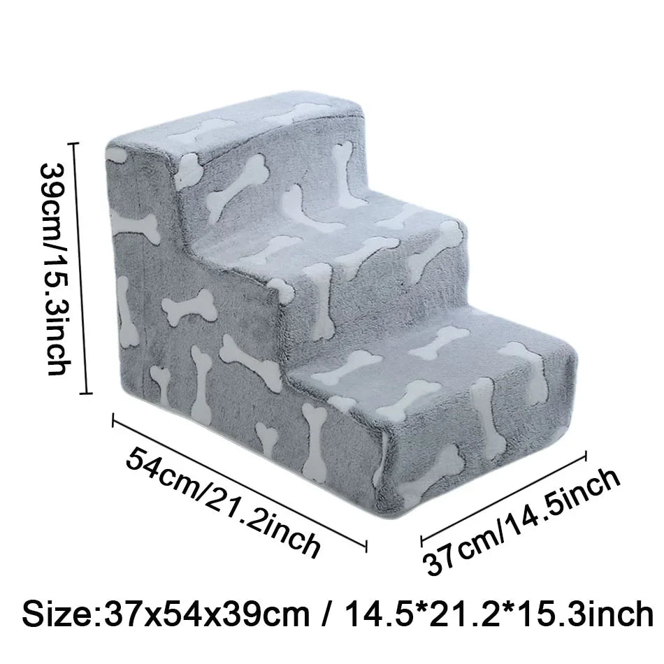 NEW 3/4 Steps Ladder Dogs Pets Bone Shape Puppy Stairs Beside The Sofa Bed Ramp for Dogs Protecting Pet Joint Safety Stairs for Elderly Dogs Pets Furniture Supplies