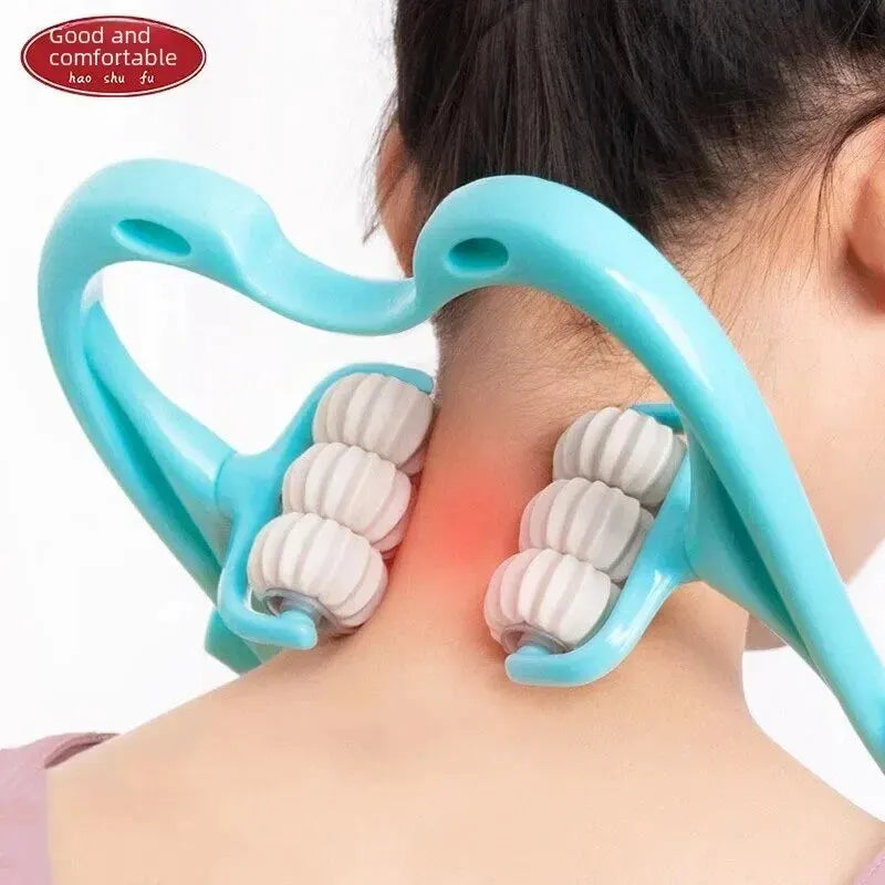 6-Wheel Manual Neck Head Massager Cervical Spine Massage Device Handheld Health Care Equipment Fitness Trend Sports Trend