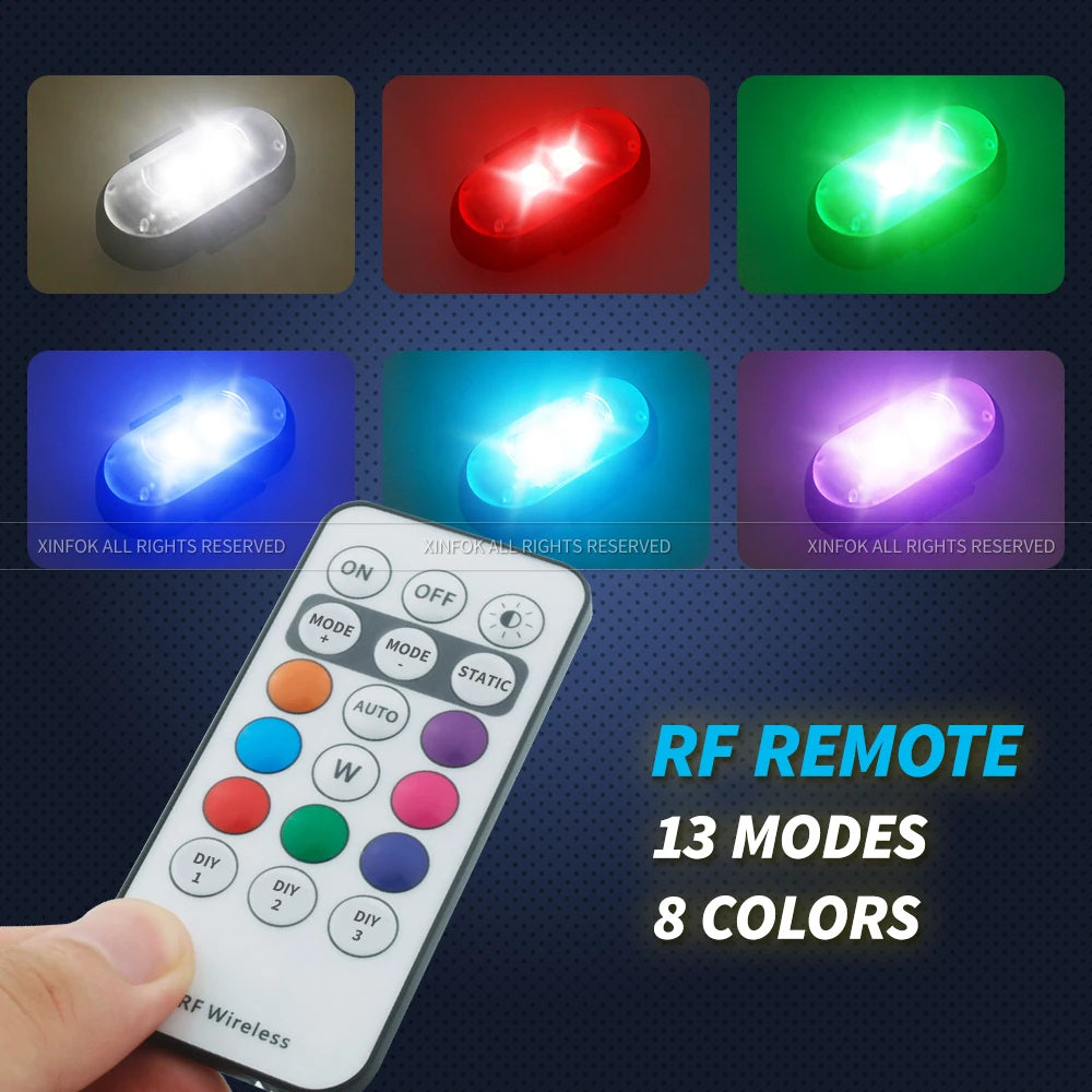 NEW Arrivals 2/4/8PCS Set Bicycle Motorcycle Helmet Strobe Light, APP Controlled RGB LED, Universal for Bicycle Scooter/Car/Helmets/Drone, IP67 5V Adhesive Lights Set Sports Supplies