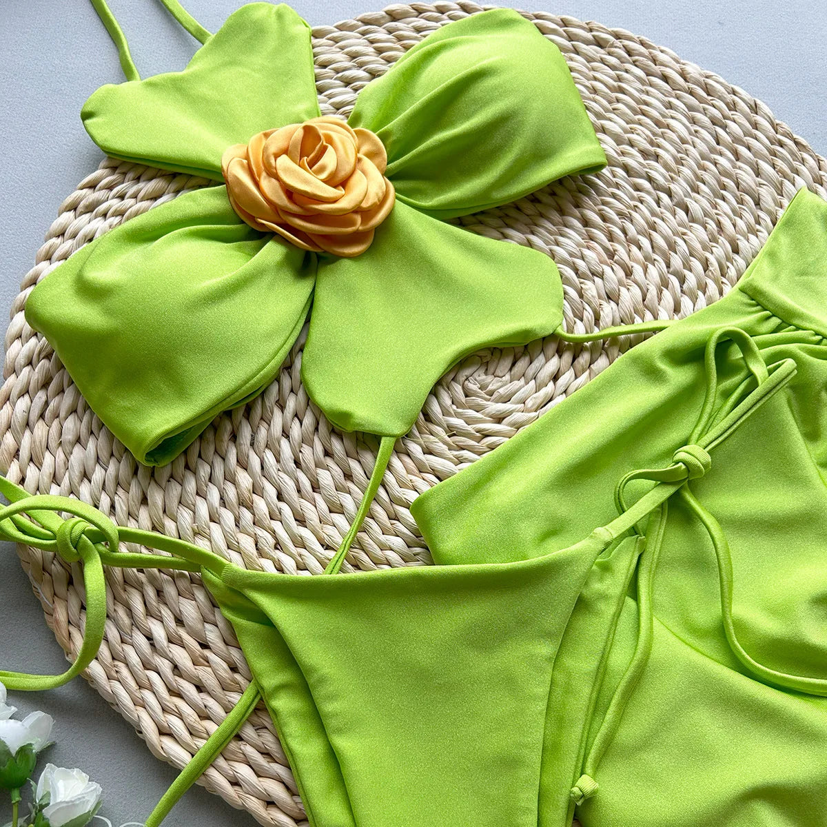 BRAND NEW 3PCS Set UK Size Bikini Sexy Women Swimsuit Swimwear Female Floral Skirt Cover Up Bikini Set Beachwear Bathing Suit Swimming Suit