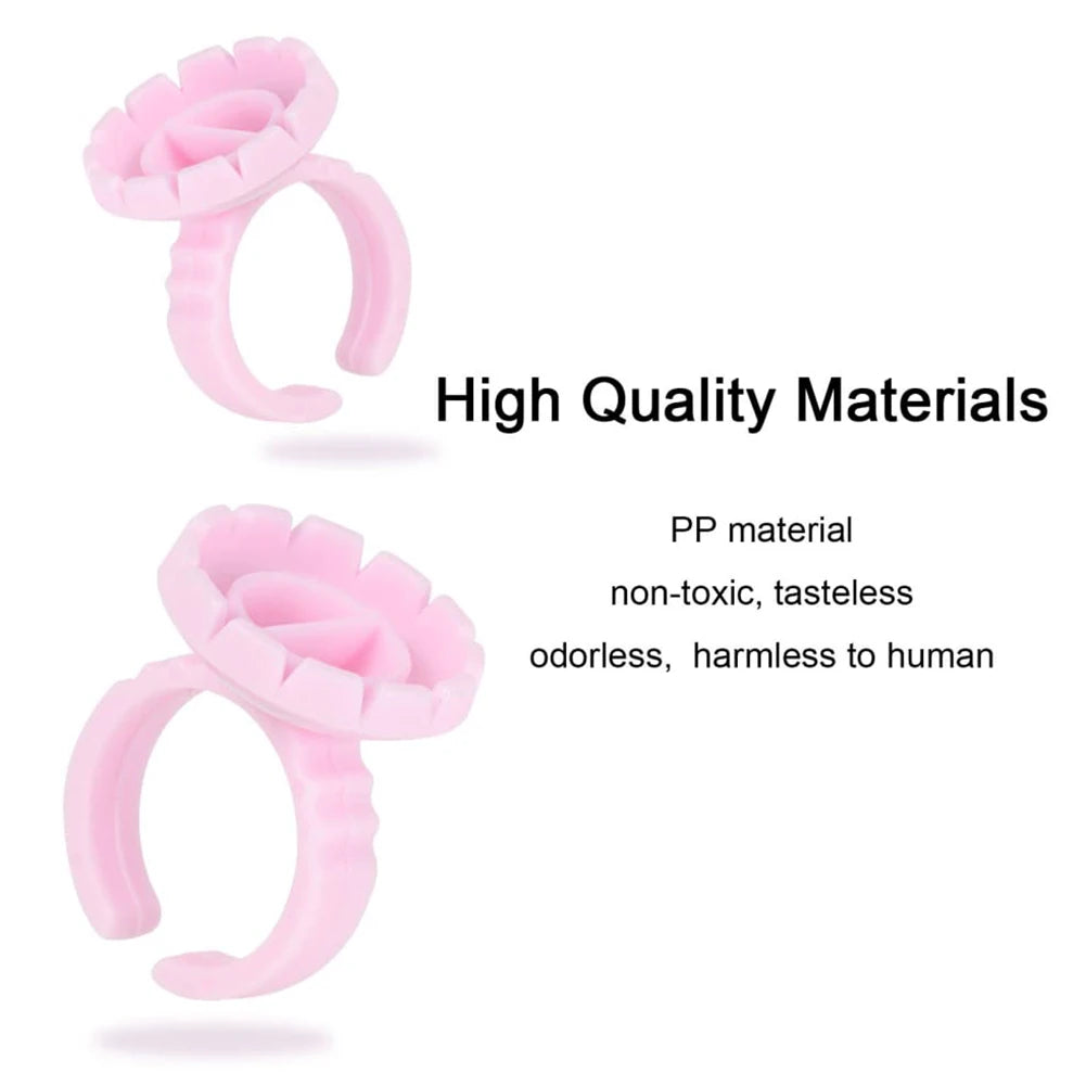 100PCS Eyelash Glue Fan Cup Rings Holder Container for Eyelash Extension Tattoo Pigment Cup Lash Tool Accessories Supplies