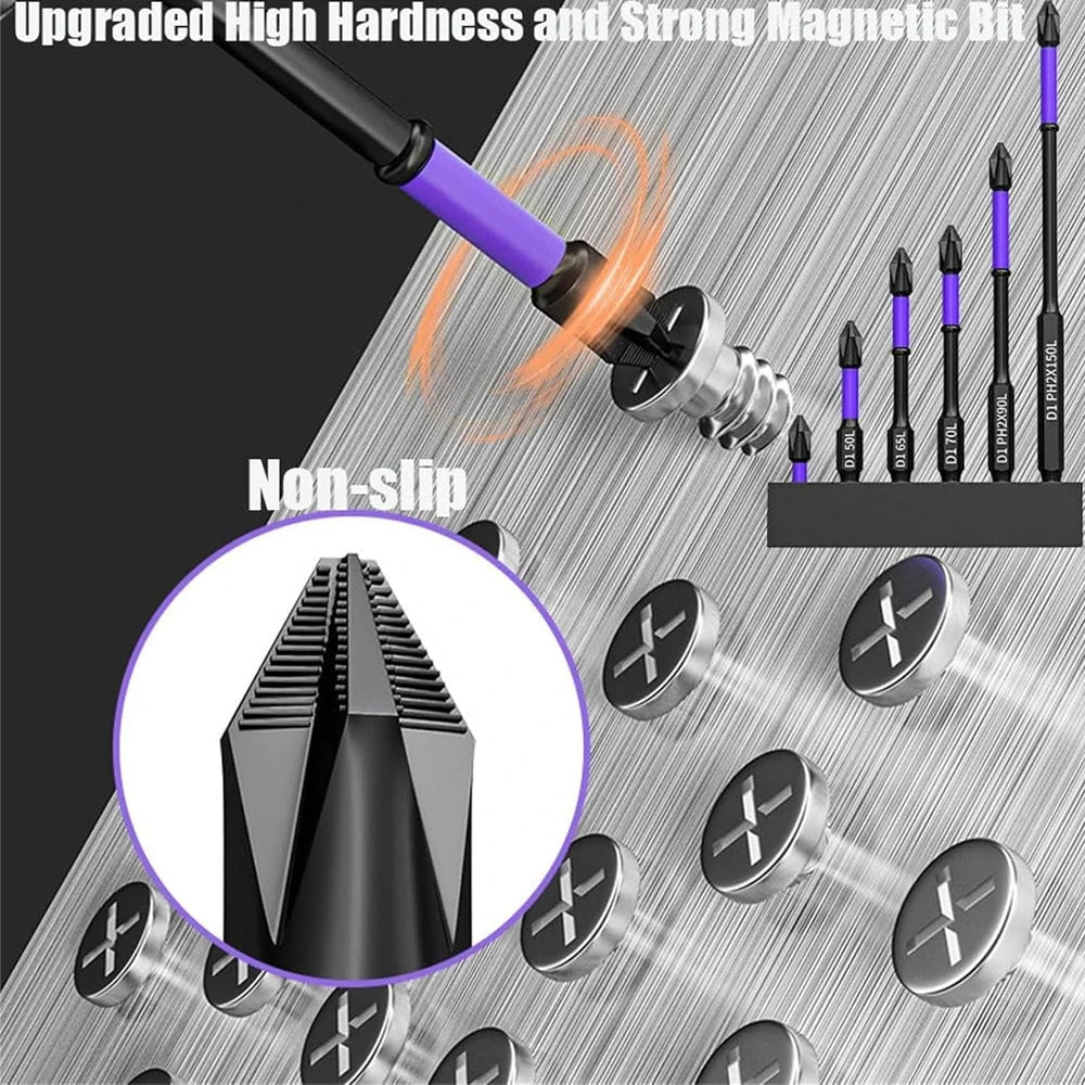 NEW Arrivals 12 Pcs Set Magnetic Screwdriver Bits Non-Slip Shockproof Phillips Impact Bits Hex Shank Alloy Steel Bits Suitable for Power Tools