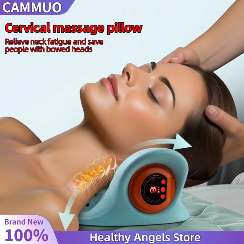 Electric Neck Stretcher Pulse Cervical Traction Relax Heating Cervical Chiropractic Therapy Traction Pillow Neck Head Treatment Pain Relief Acupoint Massager Health Care Supplies Massage Relaxation Devices Products