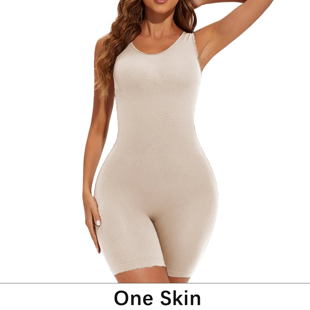 NEW Arrivals 2PCS Set S-2XL Sexy Bodysuits Full Coverage Shapewear Thigh Slim Body Suit Wide Shoulder Body Shaper Jumpsuit Seamless Shapers Slimmer