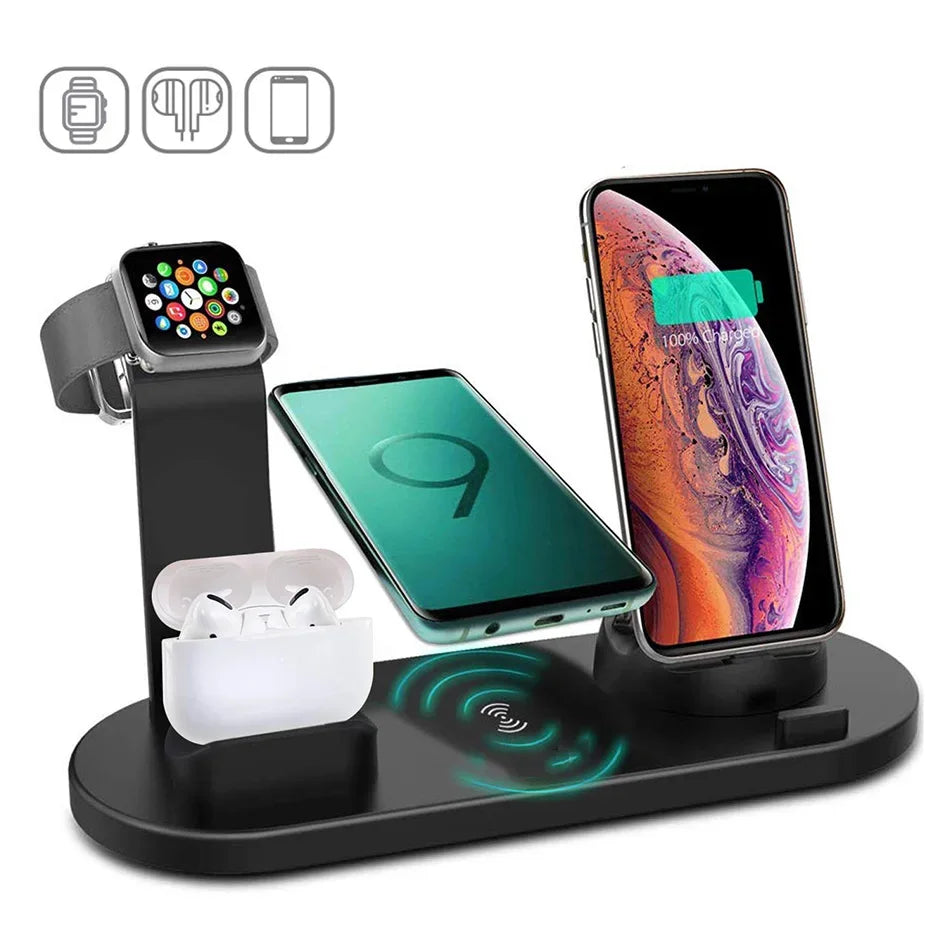 NEW Arrivals 7 In 1 Wireless Charger Stand Pad For iPhone 15 14 13 12 11 X Apple Watch Air Pods Desk Phone Chargers Fast Charging Dock Station Electronic Supplies