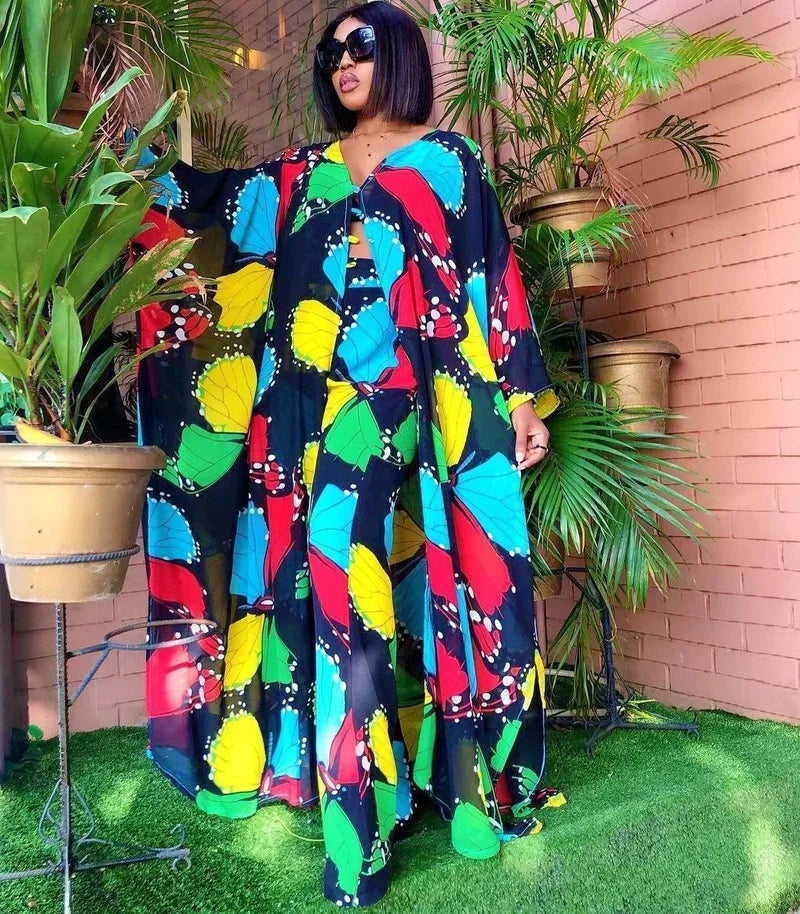 NEW Arrivals 2PCS Set Plus Size 5 Colors/Patterns Spring Summer African Clothes For Chubby Women Dashiki 2025 Fashion Long Dress Sets Pants Suits Outfits Party Dresses