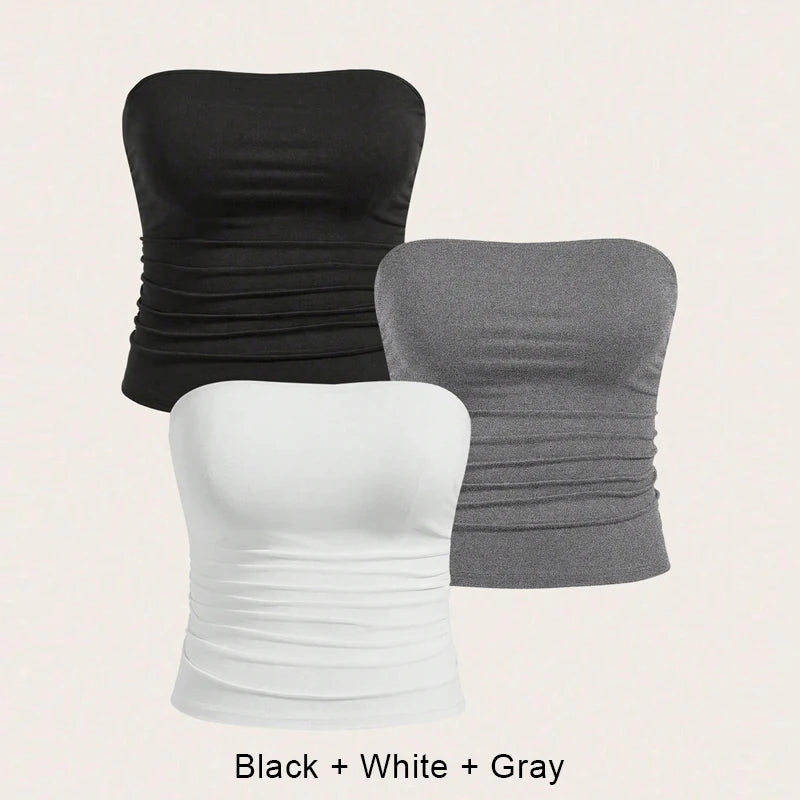 NEW Arrivals 3PCS/Set L-4XL Plus Size Sexy Top Female Underwear Lady Women Summer Top Lingerie Bandeau Tops Women's Tube Corset Hot Intimates