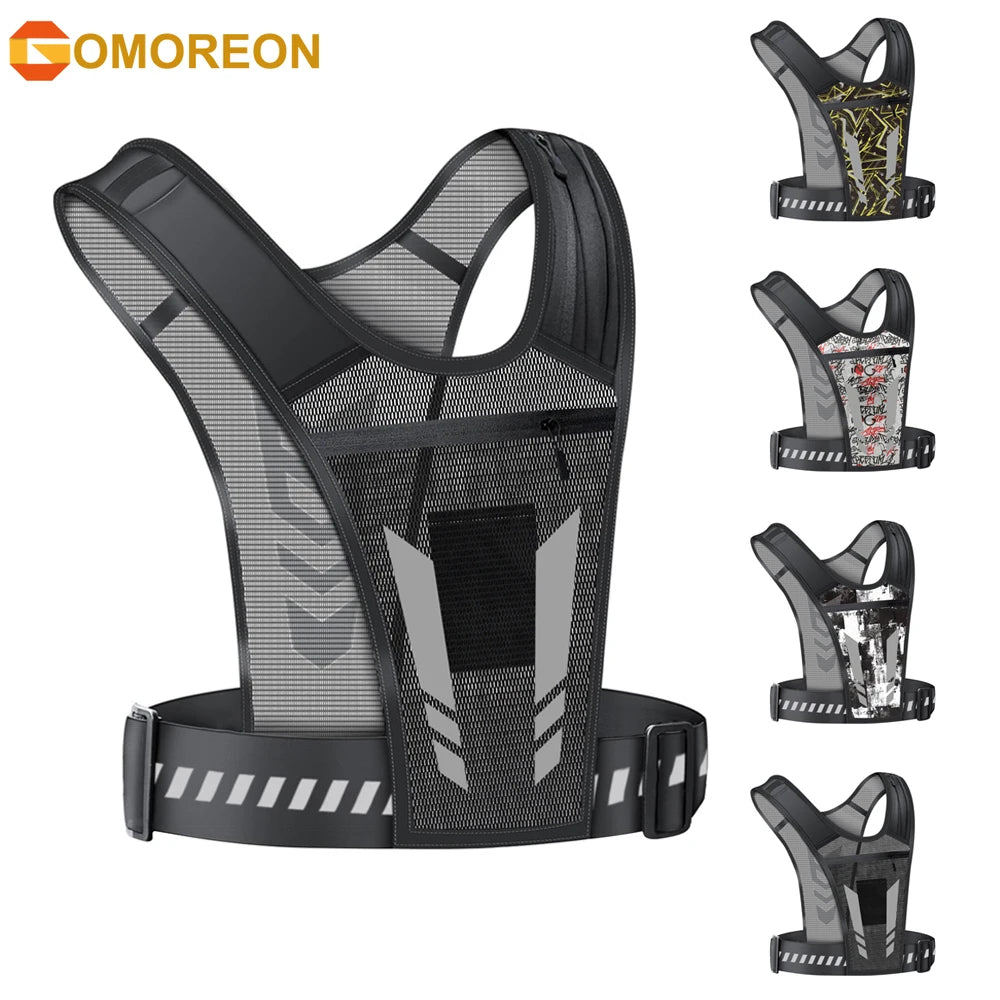 NEW Arrivals Reflective Running Vest, Backpack Mesh Breathable Hydration Pack Lightweight Elastic Women Men Large Capacity for Outdoor Bicycle Running Night Walking Sports Backpack