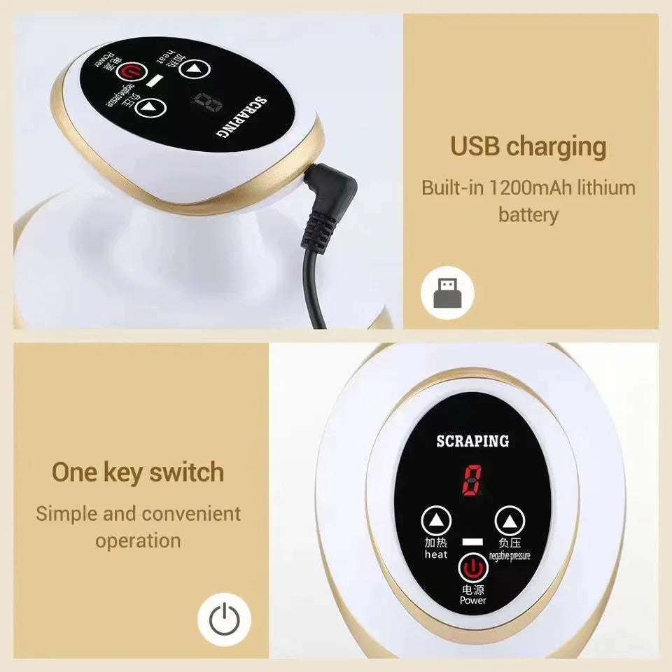 NEW Arrivals Home Electric Gua-Sha Scraping Massage Cupping Body Massager Vacuum Cans Suction Cup Heating Fat Burner Anti-Cellulite Massager Skin Care Supplies