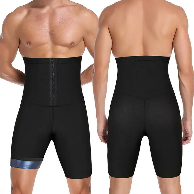 NEW Arrivals S-5XL(100Kg+) Plus Size Slimming Body Shaper Men Tummy Control Shorts Lose Weight Thermal Sauna Sweat Half Pants Burns Fat Abdomen Reducer Fitness Sports Apparel Supplies