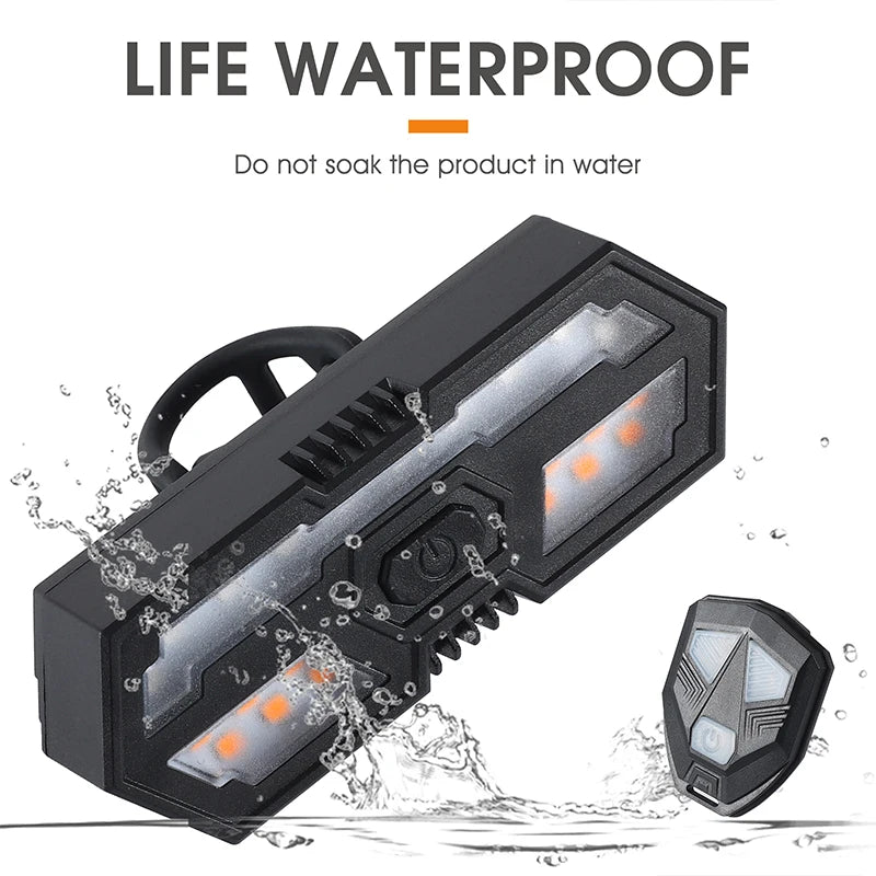 NEW Bicycle Rear Light USB Rechargeable Wireless Waterproof MTB Remote Control Safety Turn Signal Bike Beep Taillights Bicycle Lighting Accessories Sports Supplies