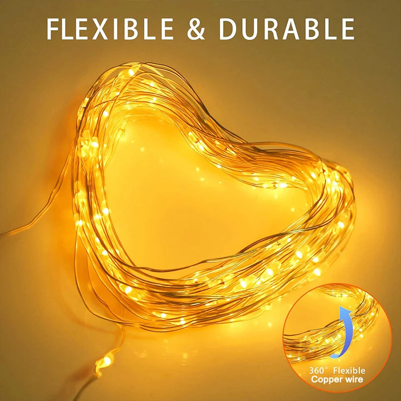 NEW Solar Fairy String Lights Outdoor LED Garden Christmas Decor Garland Light For Xmas Halloween Thanksgiving Wedding