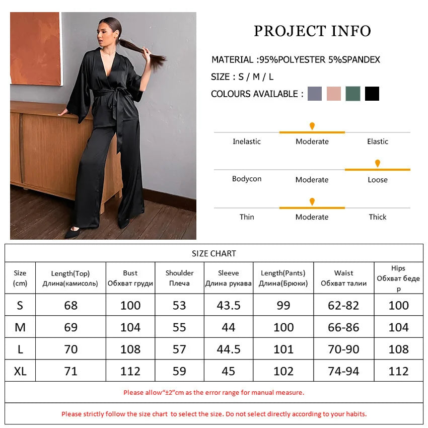 NEW 2PCS Set S-3XL Plus Size 5 Colors Solid Women Luxury Robes with Sashes Wrist Sleep Tops Satin Pants Loose Pajamas Casual Sleepwear Female Home Suits
