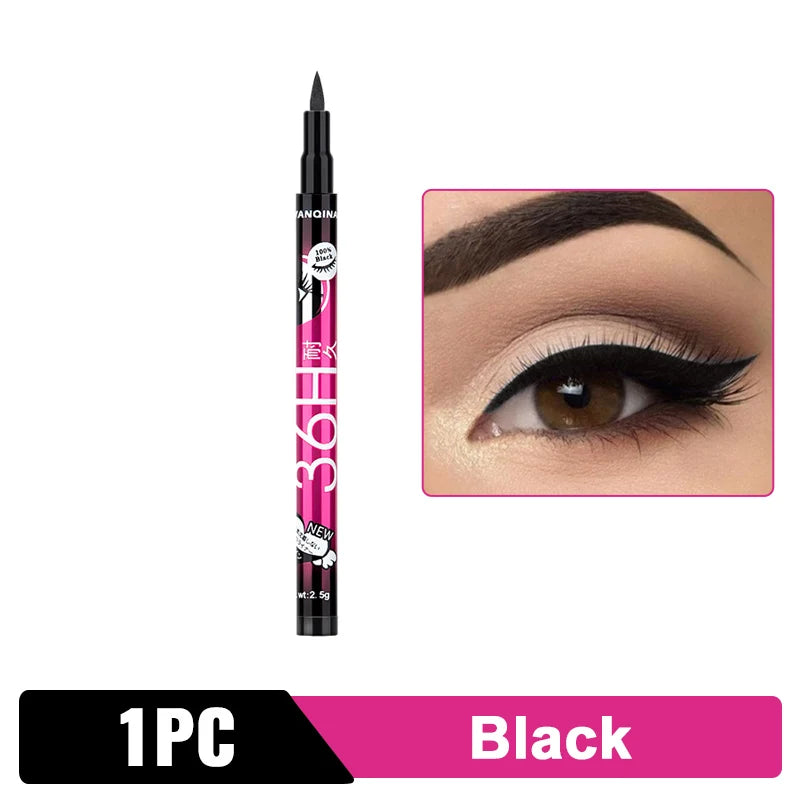 Liquid Eyeliner Quick-Dry Waterproof Eyeliner Pencil 36H Long-Lasting Black Liquid Eye Liner Pen Makeup Cosmetics Tool Beauty