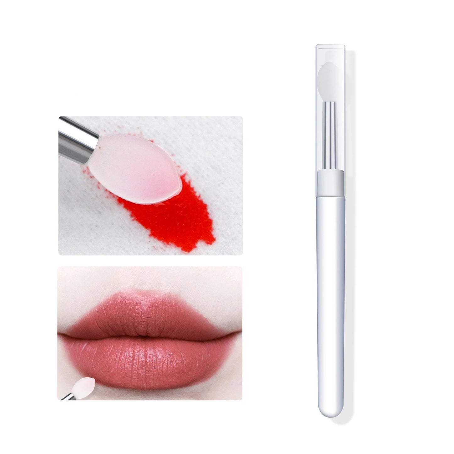 Nail Art Silicone Brush Reusable Universal Mirror Powder Pigment Applying Manicure Tool Easy To Use Transparent Applicator Stick