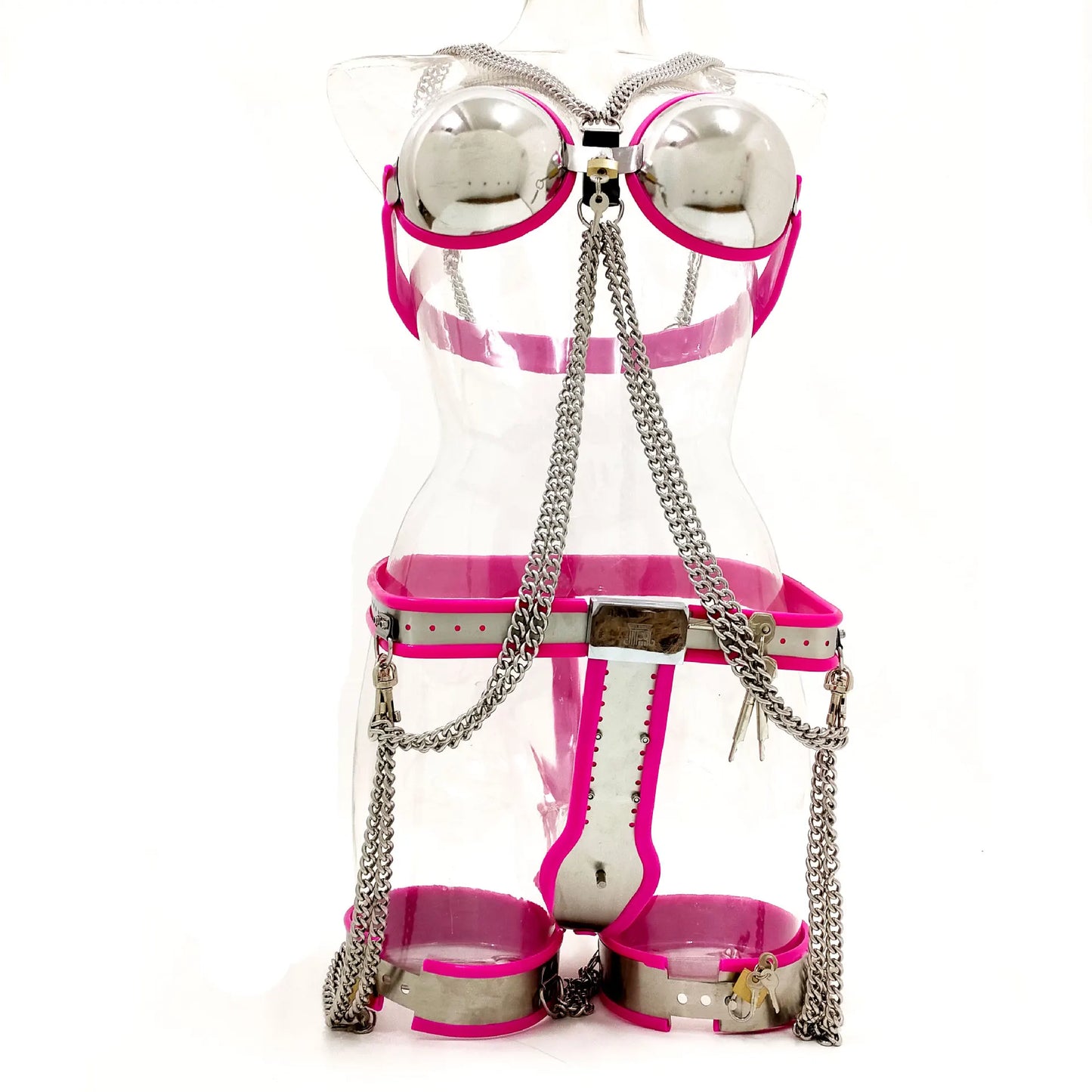 BDSM Stainless Steel Female Chastity Belt Set Bra Adjustable Chastity Panties Thigh Ring Fetish BDSM Bondage Sex Toys Supplies For Couples Woman Adults 18+ Products