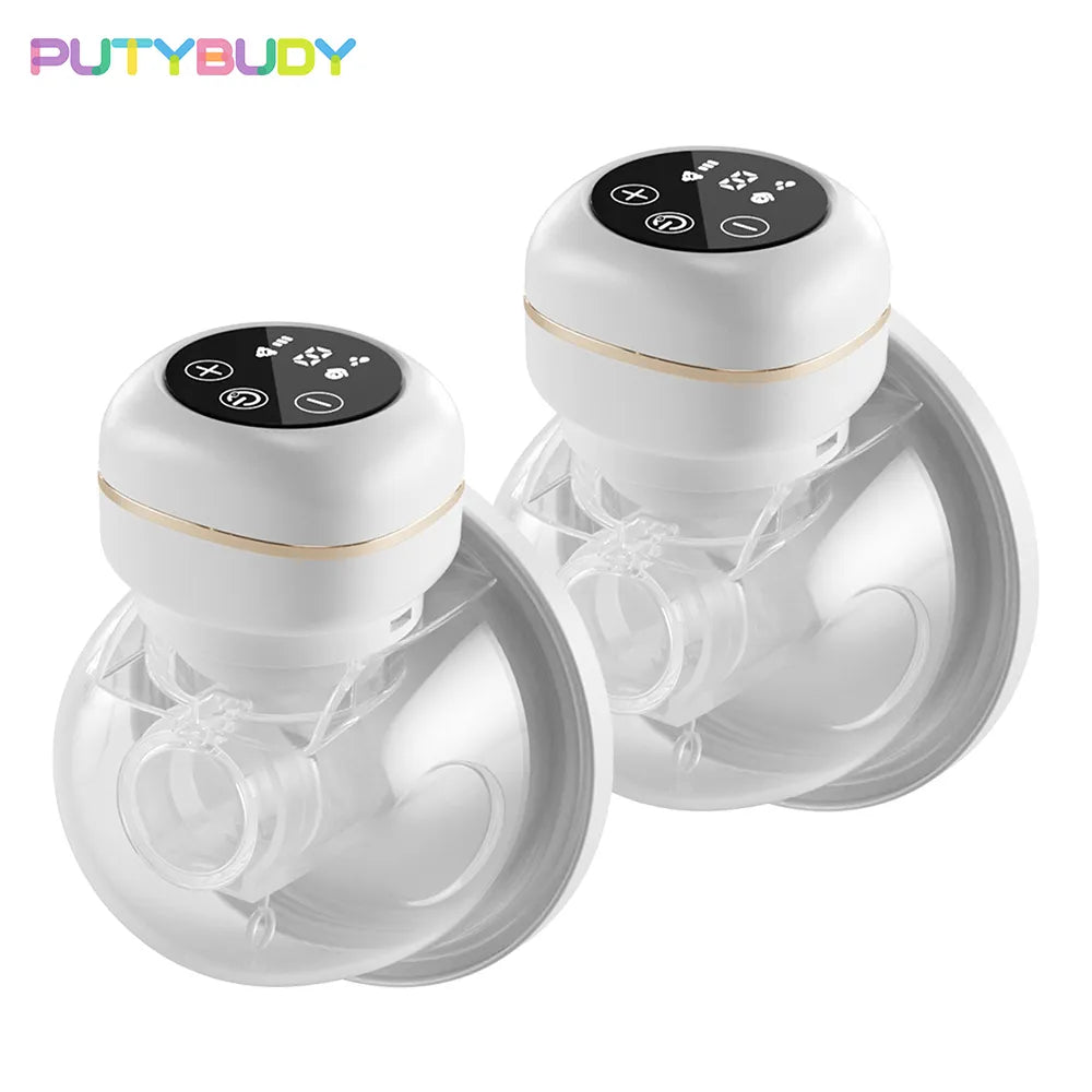 2/1 pcs Wearable Breast Pump Electric Breast Pump Hands Free Low Noise Milk Puller with 26mm Silicone Flange for Breastfeeding