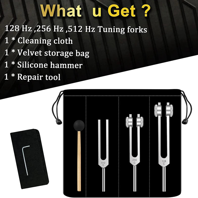 NEW Arrivals Japanese Tuning Forks Set-128 Hz, 256 Hz, 512 Hz, Healing, Chakra, Sound Therapy, Yoga Meditation Treatment Body, Mind And Spirit Anti-Stress Depression Reliever Health Care Accessories