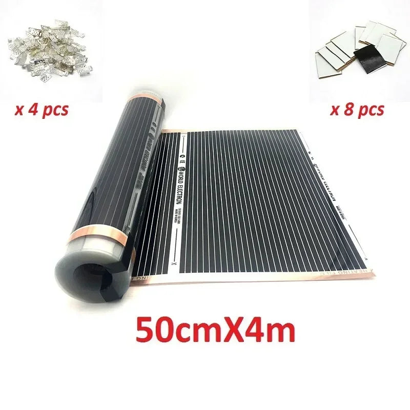 NEW Arrivals AC-220V Infrared Underfloor Heating Film 220w/m2 Warm Mat with Clamps Insulation Pastes Home Winter Heating Supplies