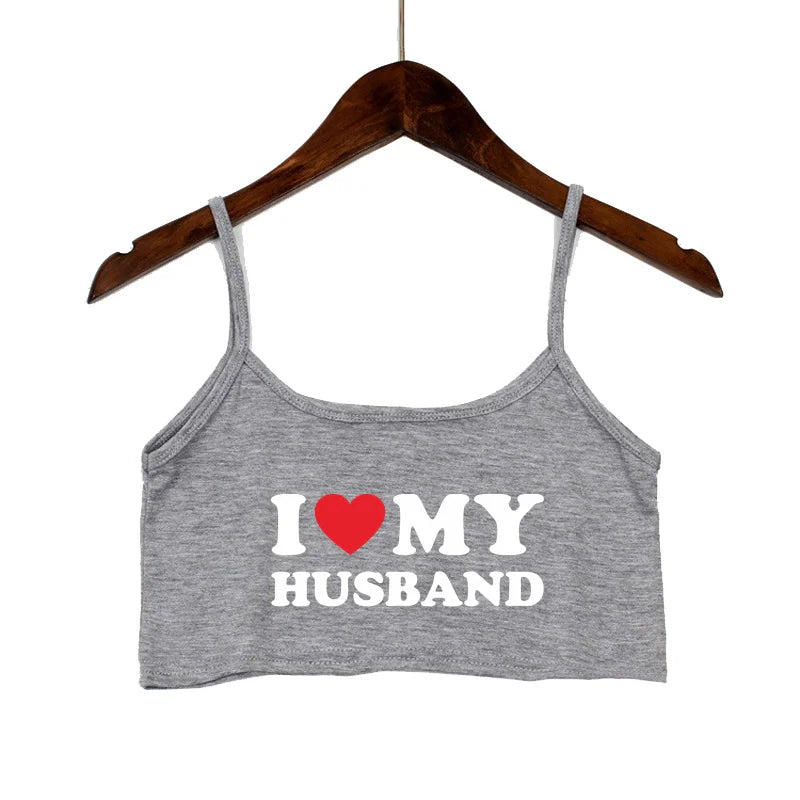 NEW Arrivals 15 Patterns 5 Colors *I LOVE MY HOT HUSBAND* Women Fashion Tank Top Women Clothing Sexy Tops for Girls Sexy Seamless Sleeveless Backless Camisole Summer Beach Streetwear