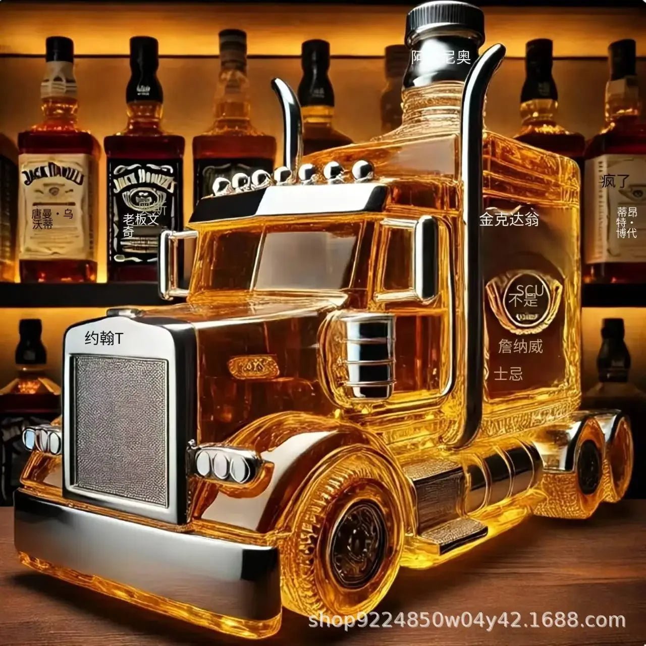 New Unique Semi Truck Whiskey Pure Crystal Bottle, Perfect for Whiskey Wine Bottle Home Office Bar Decor Gifts Hotels Restaurant Pubs Decoration
