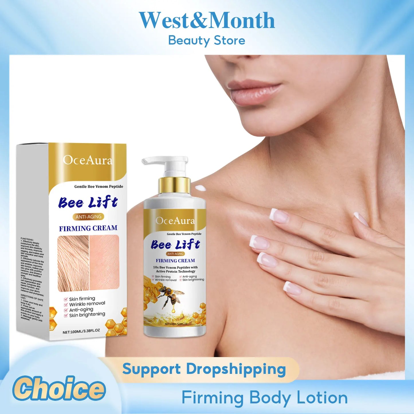 NEW Arrivals Korean Bee Venom Skin Cream Remove Chicken Skin Firming Smooth Bright Moisturizer Anti-Dryness Improve Sagging Lifting Body Milk Lotion Skin Care Supplies