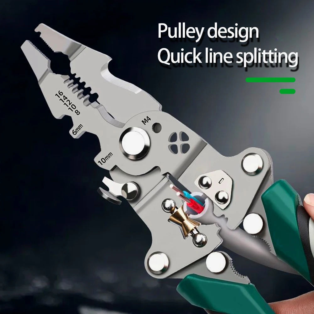 NEW Arrivals Foldable Wire Stripper, Pulley Design Multi-Function Electrician Wire Splitter Wire Winding Pliers Crimping Pliers Hand Tool