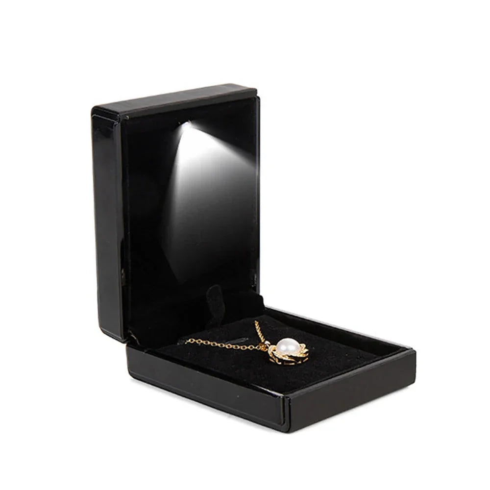 NEW LED Light Jewelry Box Luxury Ring Box for Proposal Engagement Wedding Rubber Paint Square Jewelry Gift Organizer Accessories Jewelry Supplies