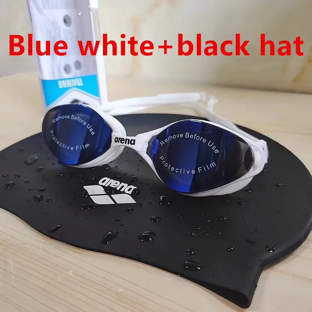 NEW Arrivals 100% Original ARENA 2PCS Set 9 Colors Professional Waterproof and Anti-Fog High-Definition Adult Swimming Goggles Silicone Swim Cap Women Men Swimming Accessories Sports Supplies