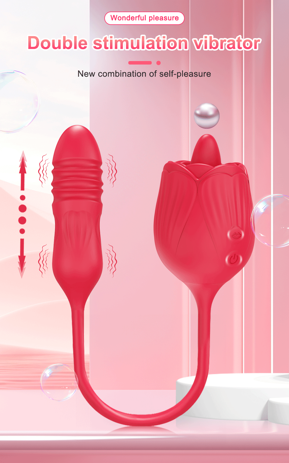Rose Toy Dildo Thrusting Vibrator for Women Egg Clitoris Sucker Stimulator Tongue Licking Adults Goods Sucking Sex Toys Female