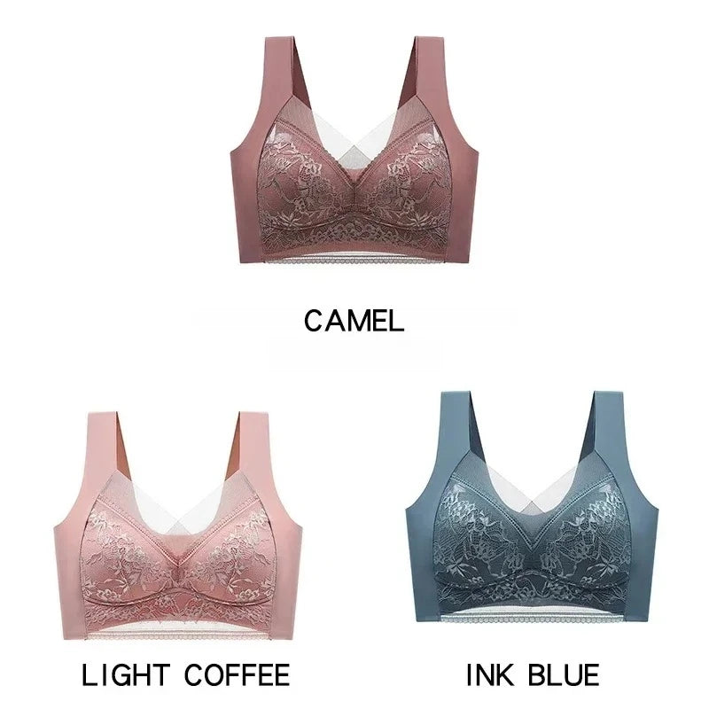 NEW Arrivals 3PCS Set 6 Colors/Patterns L-6XL(115KG) Women's Push Up Bralette Wireless Bras - 5cm Natural Lift, Seamless Lace Plus Size No Underwire Comfort