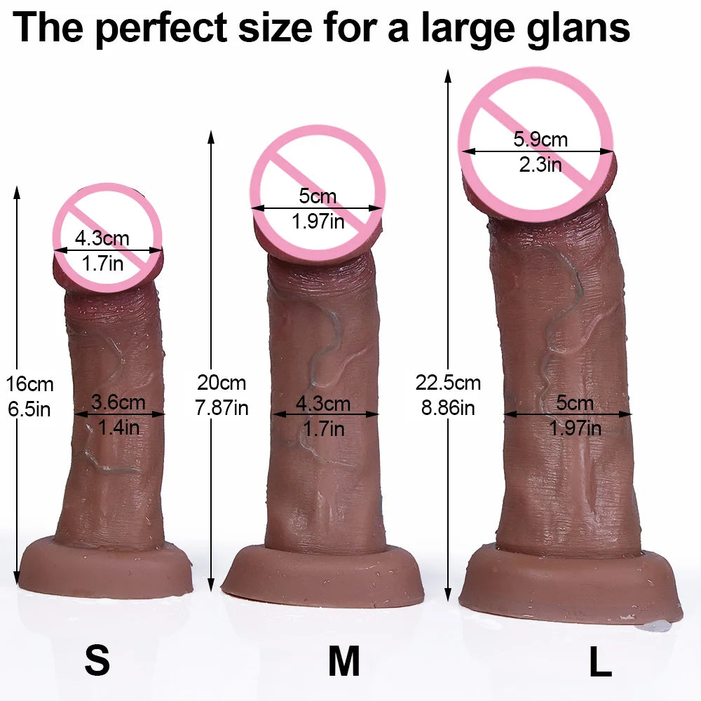 Adult Big Glans Realistic Soft Dildo Cheap Small Penis Silicone Suction Cup Vibrator Dick Anal Butt Sex Toys Men Women Gay Huge Cock