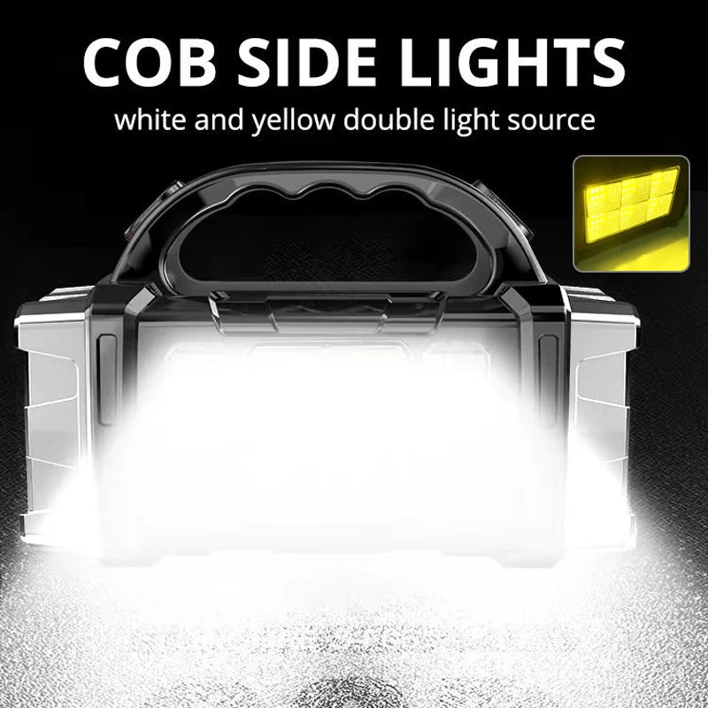 NEW Arrivals 5000mAh Solar LED Flashlight COB Camping Lantern Work Light USB Charging Torch Light Waterproof Portable Searchlight Power Bank