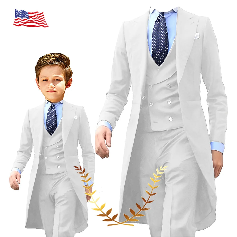 NEW Arrivals 3PCS Set Boys(3-16Yrs Old) Men S-5XL PLUS SIZE 5 Colors Formal Blazer Tuxedos Suit Wedding Evening Party Tuxedo Child Jacket Pants Vest Men Costume Groom’s Suit Luxury Fashion Apparel Supplies