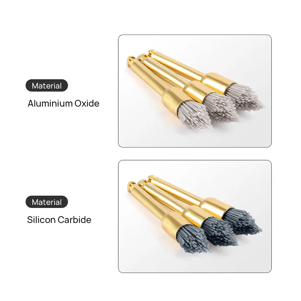10pcs Dental Polishing Brush Aluminium Oxide/Silicon Carbide Polishing Prophy Brushes For Contra Angle Handpiece