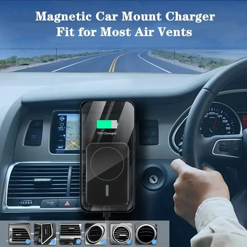 30W Fast Wireless Magnetic Car Charger For iPhone 15 14 13 12 Pro Max Mini Air Vent Phone Holder Mount Macsafe Charging Station