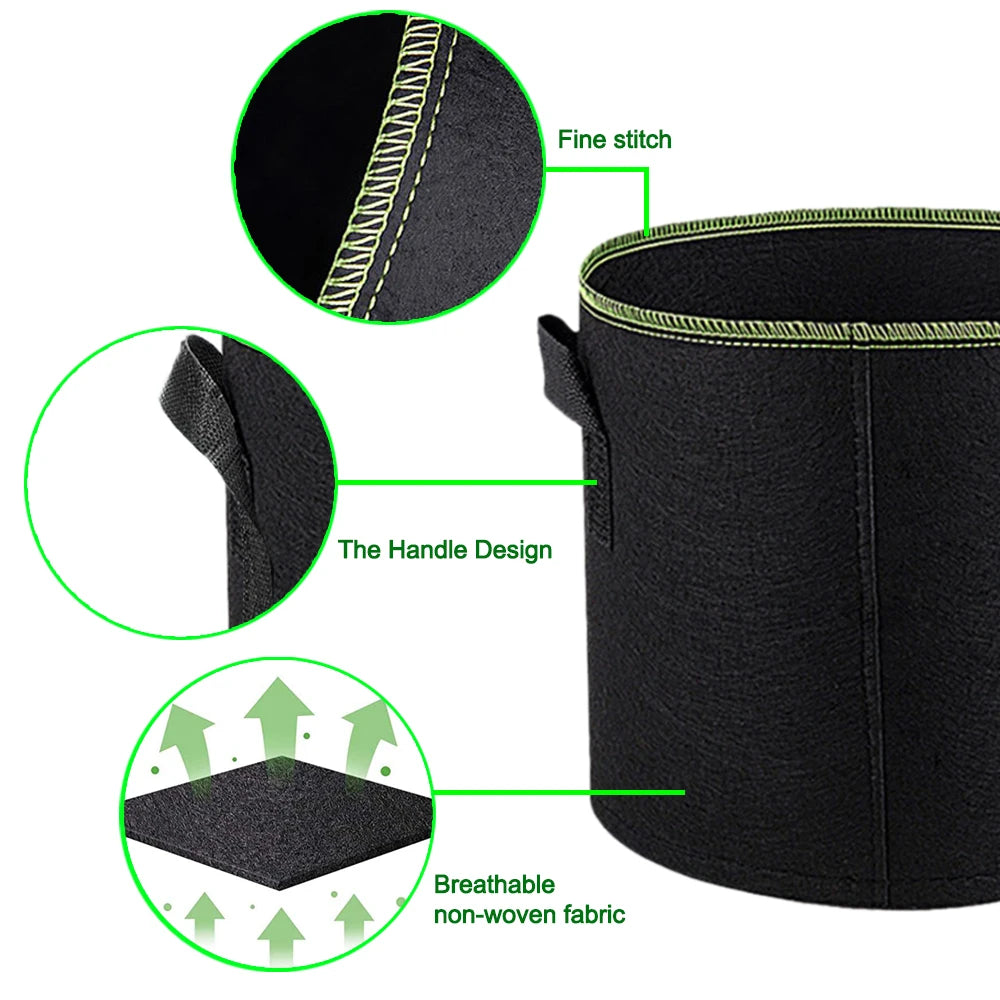 3-5Pcs Vegetable/Flower/Plant Grow Bags 3/4/5/7/10 Gallon, Thickened Non-Woven Grow Bags, Aeration Fabric Pots with Handles