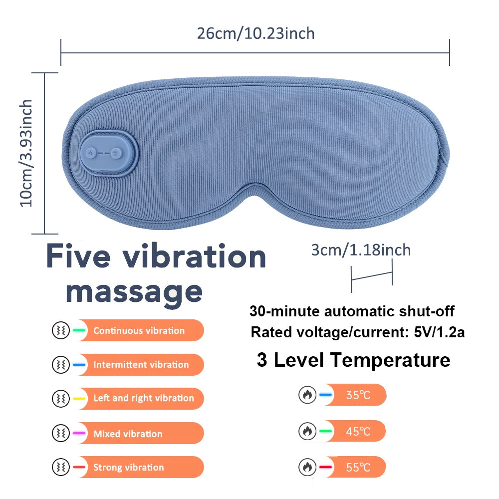 NEW Arrivals Hot Compress Heated Eye Mask USB 6 Vibration Massage Dry Eyes Relief Heated Steam Eye Mask with Remote Control For Sleeping Aid Relaxing Dark Circles Pain Stress Relief