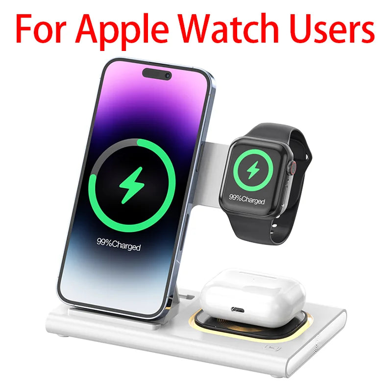 NEW Arrivals 300W Foldable 3 In 1 Wireless Charger Stand Pad Desktop Fast Charging Station For iPhone 16 15 14 13 Samsung Apple Watch Air Pods Mobile Phones Accessories Electronic Supplies