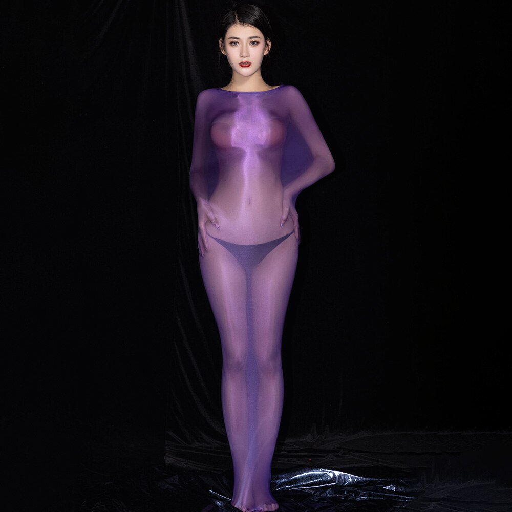 Gay Sexy Lingerie Glossy Bodysuit Shiny Tights Body Suit Porno Costume Transparent High elasticity silky one-piece sleeping bag