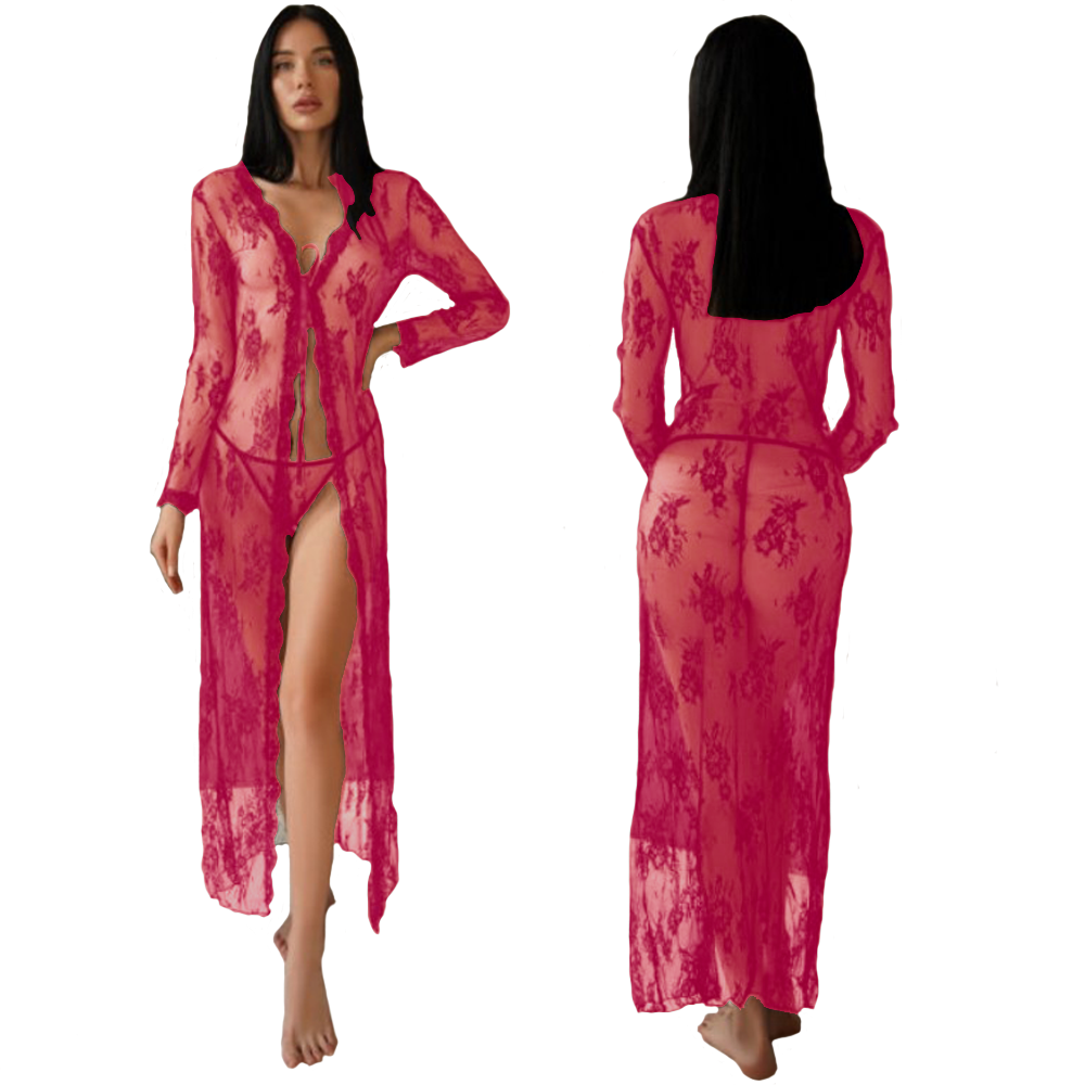 Sex Underwear Lace Dress Robe+G String Women Sexy Lace Trim Sleepwear Lingerie Babydoll Underwear Erotic Mujer Porno Lenceria