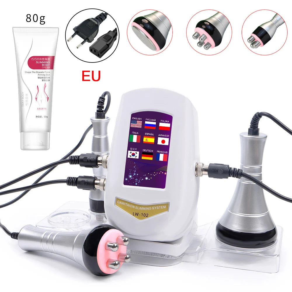 NEW Arrivals 40K Ultrasonic UK Plug with Stand Cavitation Body Facial Radiofrequency Massage Weight Loss Machine Body Shaping Slimming Fat Burn Set Body Care Accessories Health Care Supplies