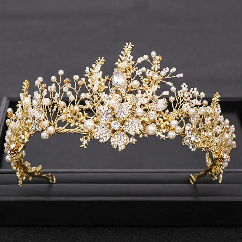 Low-Price Sales are Limited Luxury Wedding Crown Gold Silver Color Rhinestone Crystal Diadem Queen Crown Princess Tiaras Bridal Hair Jewelry Party Hair Accessories Girls Ladies Luxury Jewelry Fashion Accessories Supplies