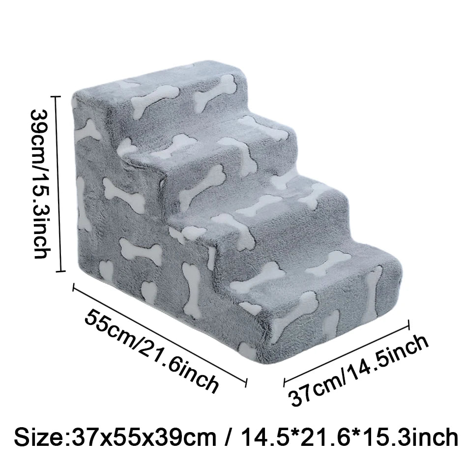 NEW 3/4 Steps Ladder Dogs Pets Bone Shape Puppy Stairs Beside The Sofa Bed Ramp for Dogs Protecting Pet Joint Safety Stairs for Elderly Dogs Pets Furniture Supplies