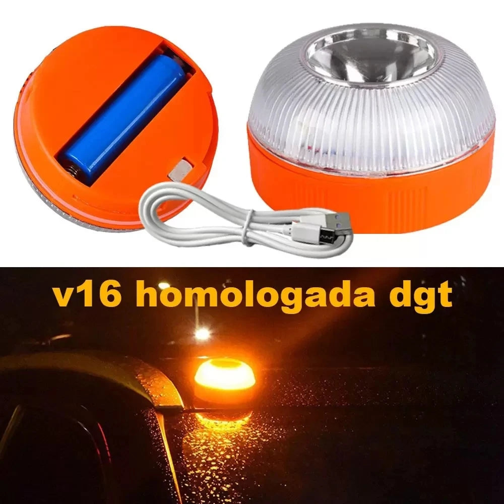 NEW Arrivals Car Emergency Beacon Light USB Rechargeable V16 Magnetic Induction Strobe Flashing Warning Light Help Flash Safety Signal Lamp