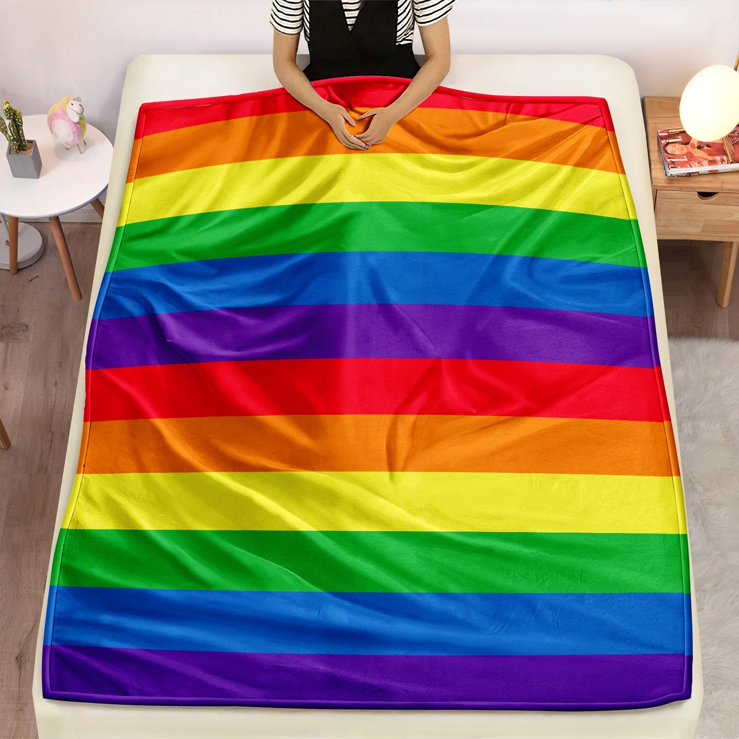 Microfiber Rainbow Blanket Super Soft Throw Blankets For Bed Sofa Bedspread Decorative Camping Picnic Winter Warm Blanket